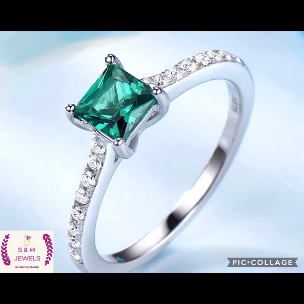 Nano Russian Emerald Ring 925 sterling silver ring